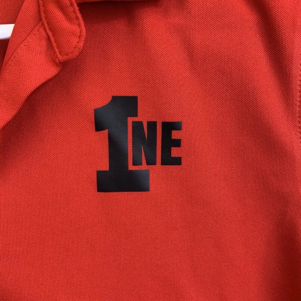 Nike 1NE Logo‎ Mens Polo Polyster Shirt Red Sz Large Short Sleeve
